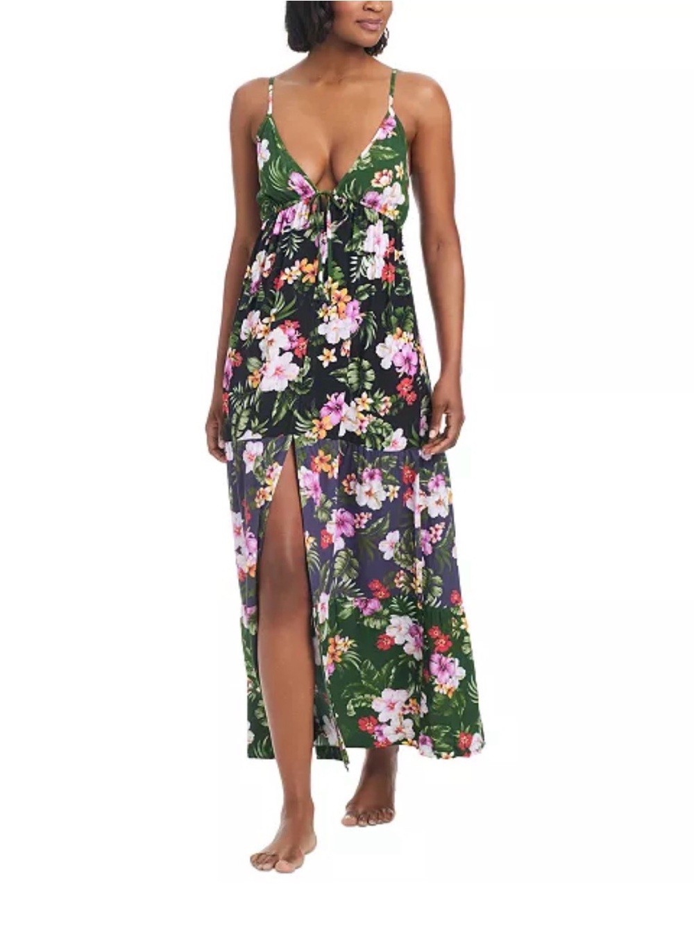 Bar III Women's Floral-Print Tiered Cover-Up Dress NEW
